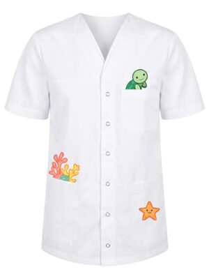 Giacca pediatrica unisex collo a V fronte