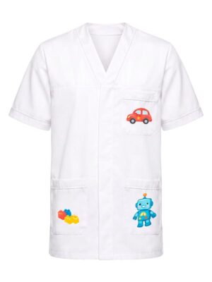 Giacca pediatrica unisex collo a V fronte