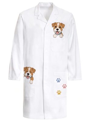 Camice pediatrico uomo manica lunga grafica cagnolini