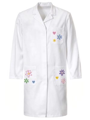 Camice pediatrico donna manica lunga con grafica a fiori